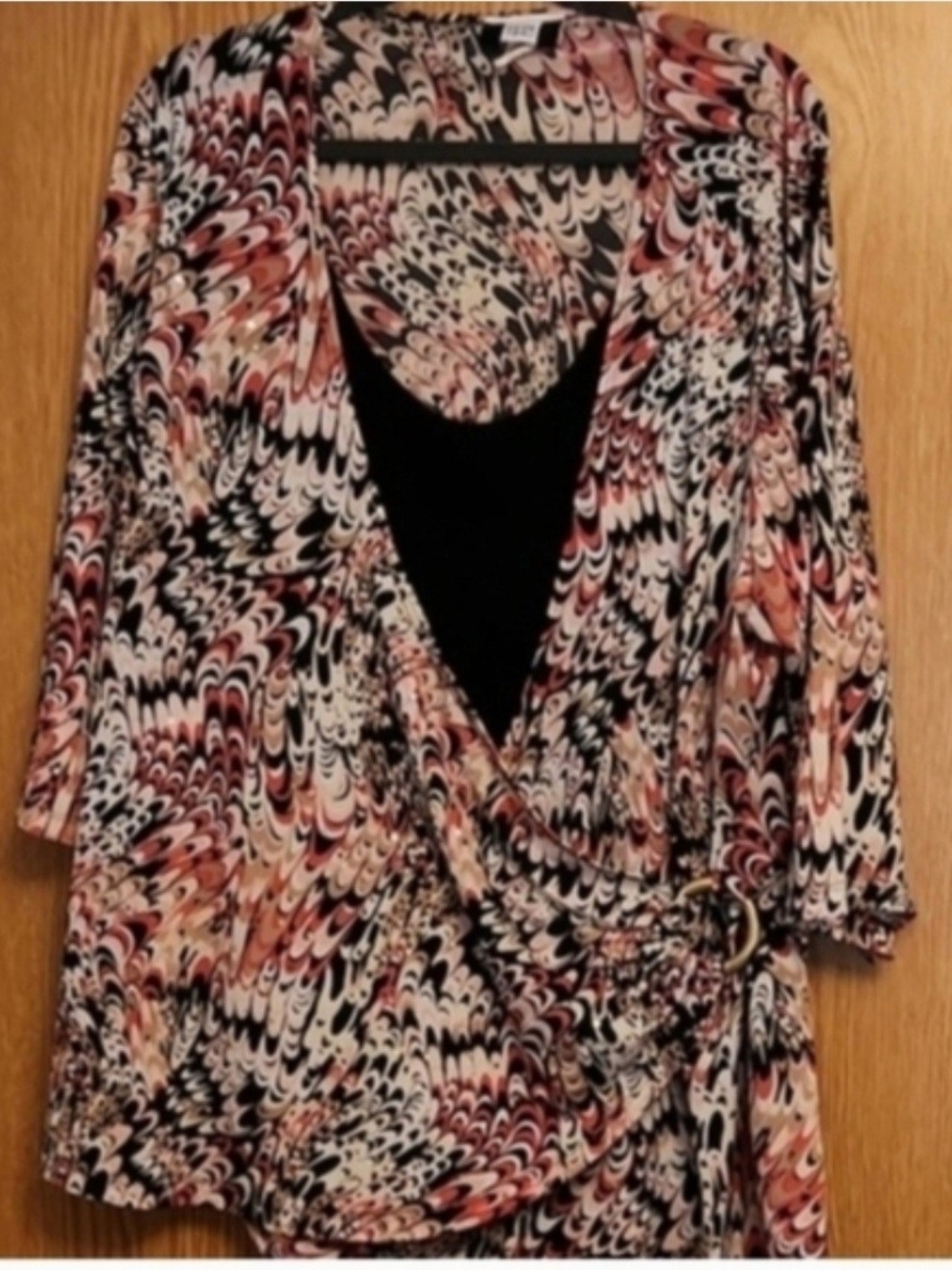 Womens Faux Wrap-Style Top